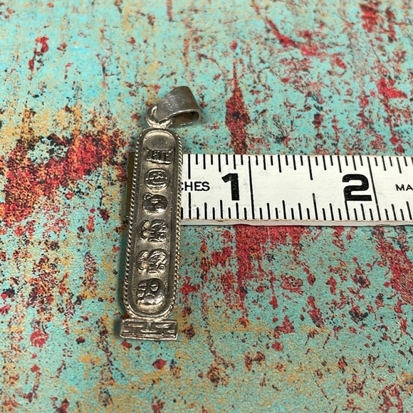 Silver Mexico Hieroglyphics Cartouche Pendant - Picture 5 of 8